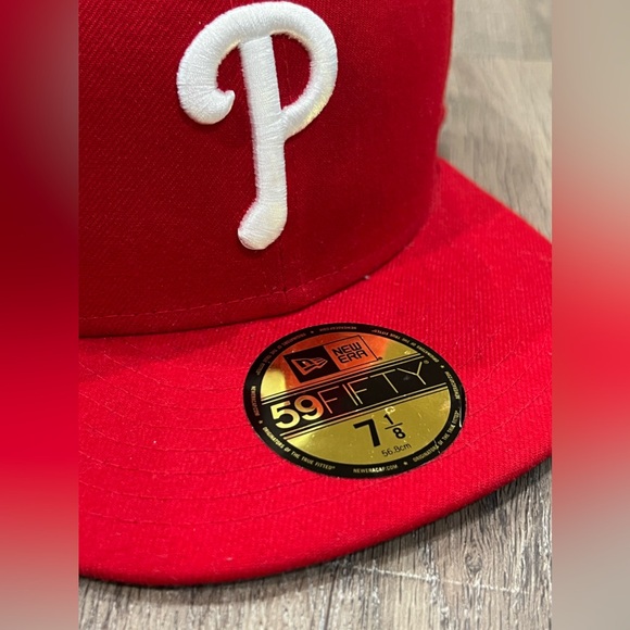 Phillies P 59FIFTY 7 1/8 Official MLB Like New New Era Structured Fitted Hat Cap - Picture 5 of 11